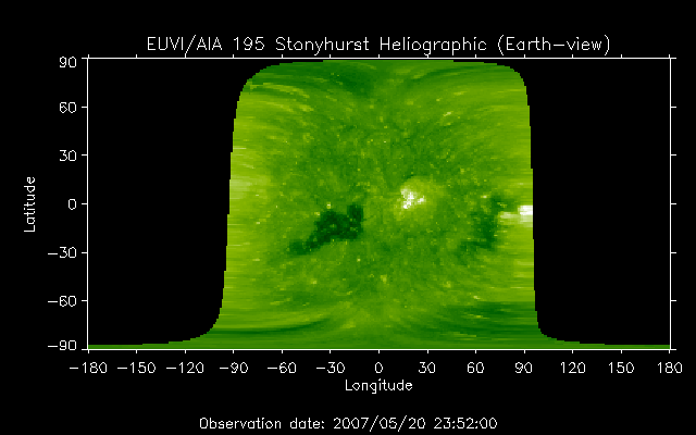 EUVI 195 heliographic map
