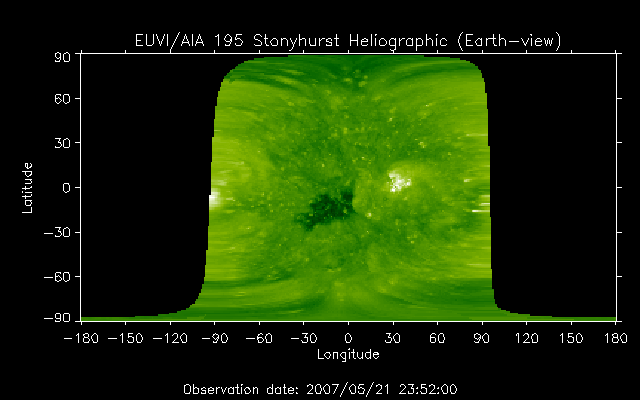 EUVI 195 heliographic map