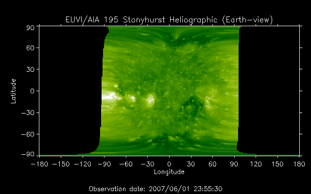 EUVI 195 heliographic map