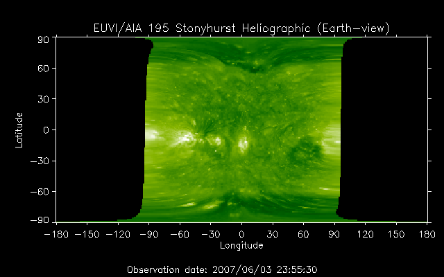 EUVI 195 heliographic map