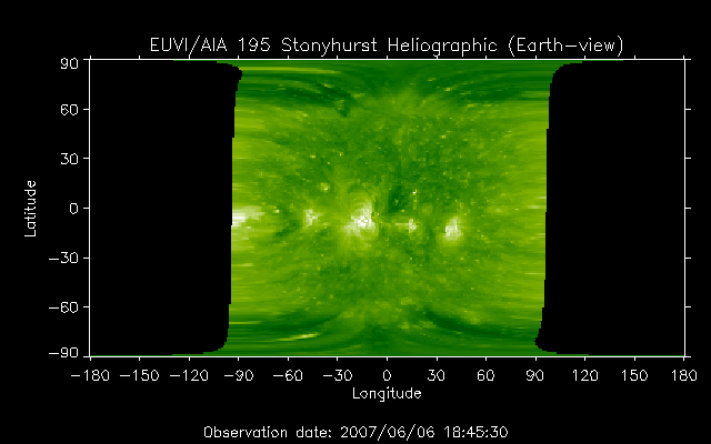 EUVI 195 heliographic map