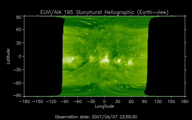 EUVI 195 heliographic map