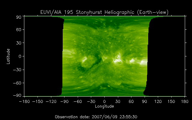 EUVI 195 heliographic map