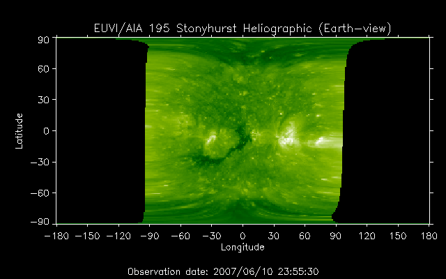 EUVI 195 heliographic map