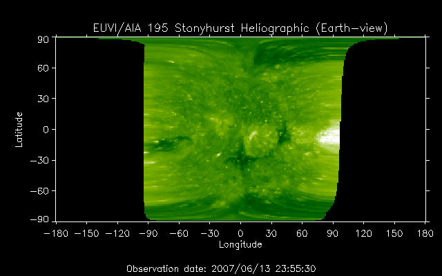 EUVI 195 heliographic map