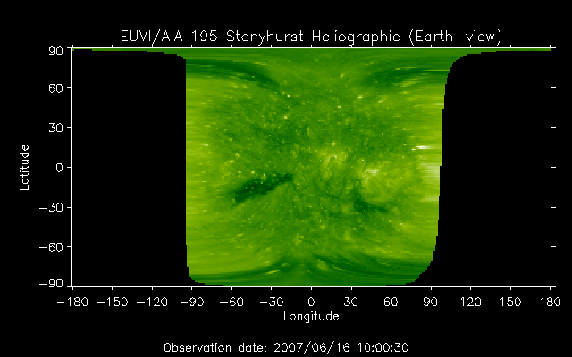 EUVI 195 heliographic map