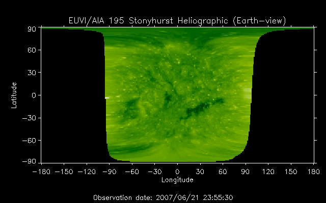 EUVI 195 heliographic map