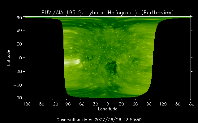 EUVI 195 heliographic map