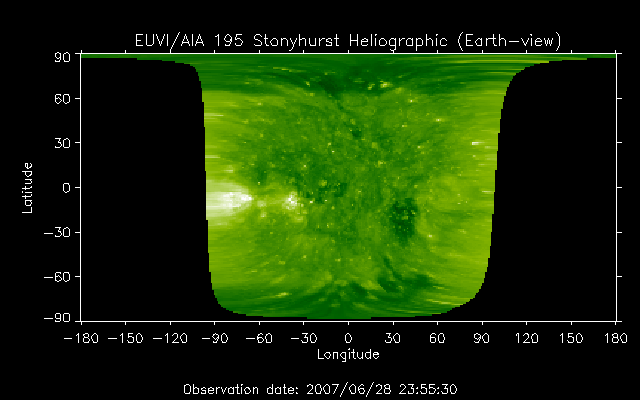 EUVI 195 heliographic map