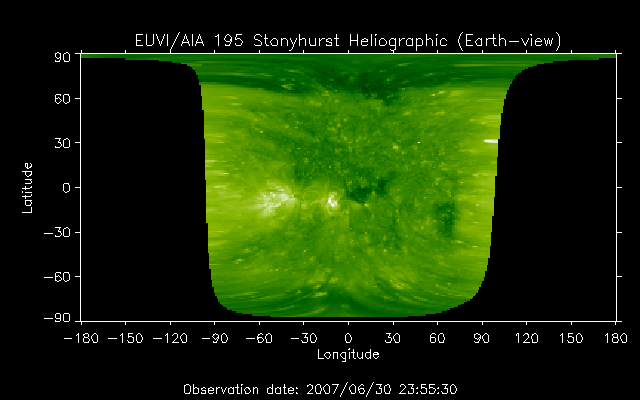 EUVI 195 heliographic map