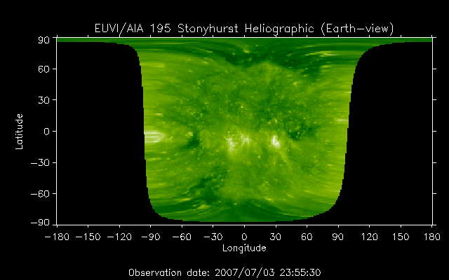 EUVI 195 heliographic map