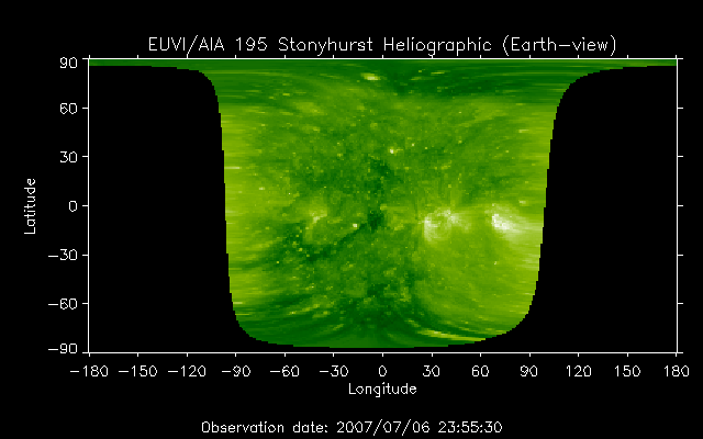 EUVI 195 heliographic map