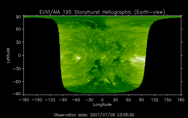 EUVI 195 heliographic map