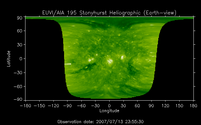 EUVI 195 heliographic map