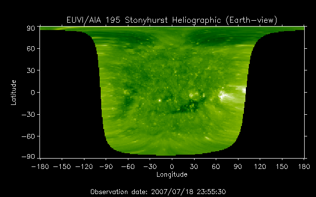 EUVI 195 heliographic map