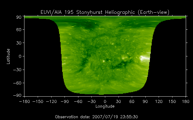 EUVI 195 heliographic map