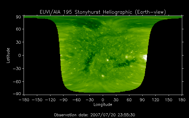 EUVI 195 heliographic map