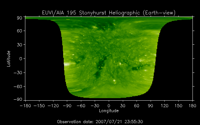 EUVI 195 heliographic map
