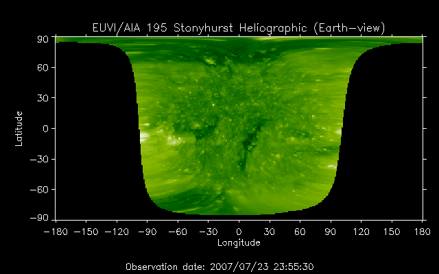 EUVI 195 heliographic map