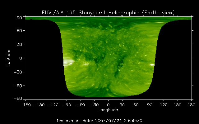 EUVI 195 heliographic map