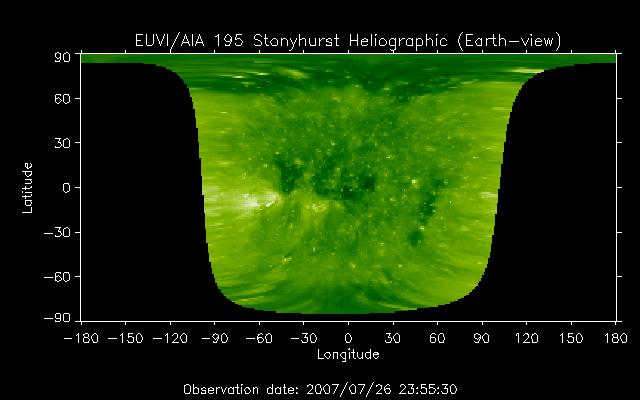 EUVI 195 heliographic map