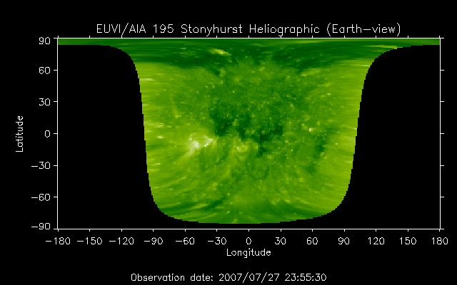 EUVI 195 heliographic map