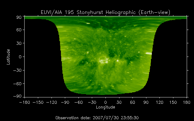 EUVI 195 heliographic map