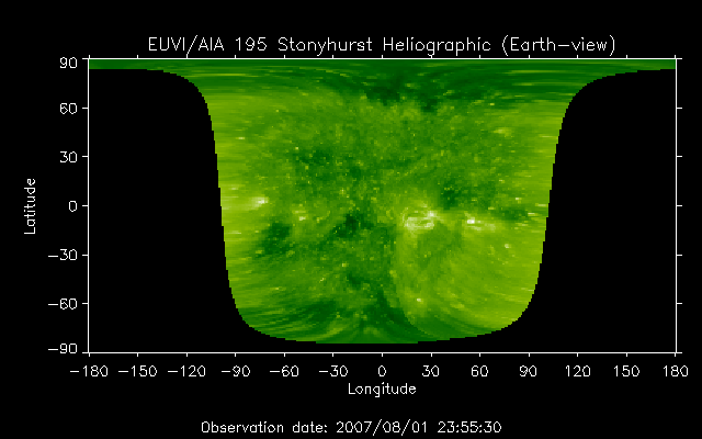 EUVI 195 heliographic map