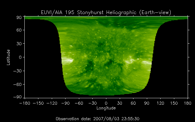 EUVI 195 heliographic map