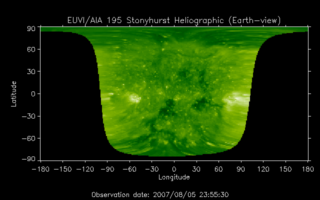 EUVI 195 heliographic map