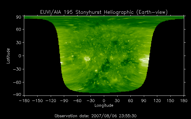 EUVI 195 heliographic map
