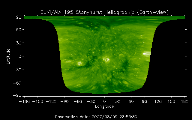EUVI 195 heliographic map