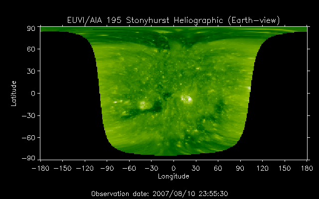 EUVI 195 heliographic map