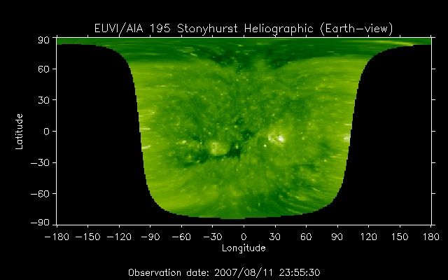 EUVI 195 heliographic map