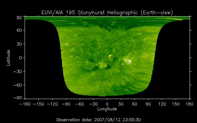 EUVI 195 heliographic map