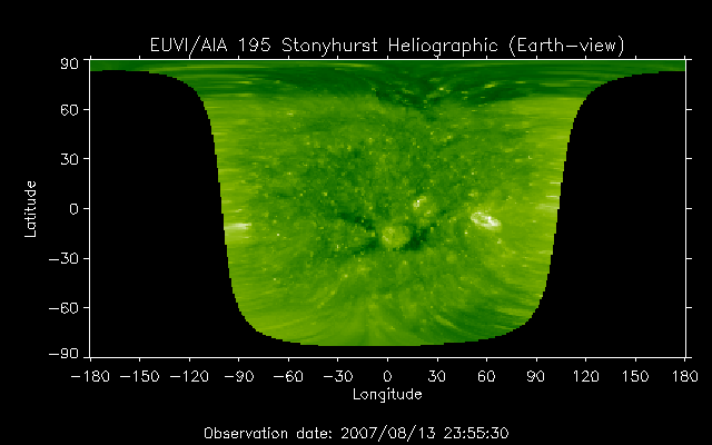 EUVI 195 heliographic map