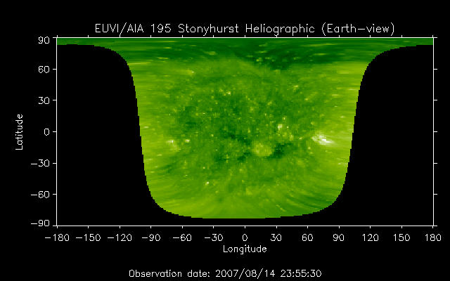 EUVI 195 heliographic map