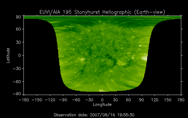 EUVI 195 heliographic map