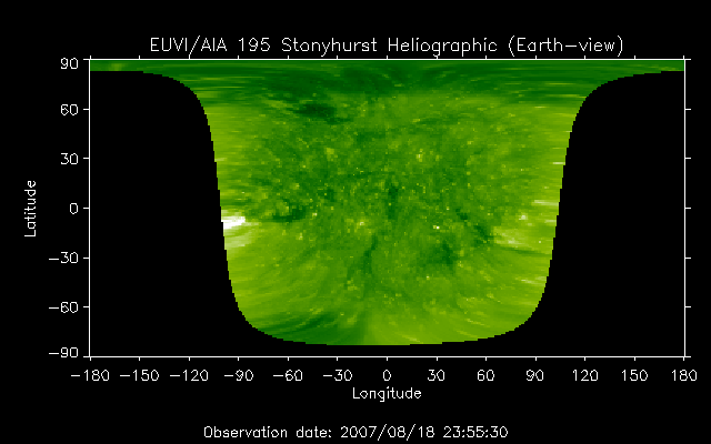 EUVI 195 heliographic map