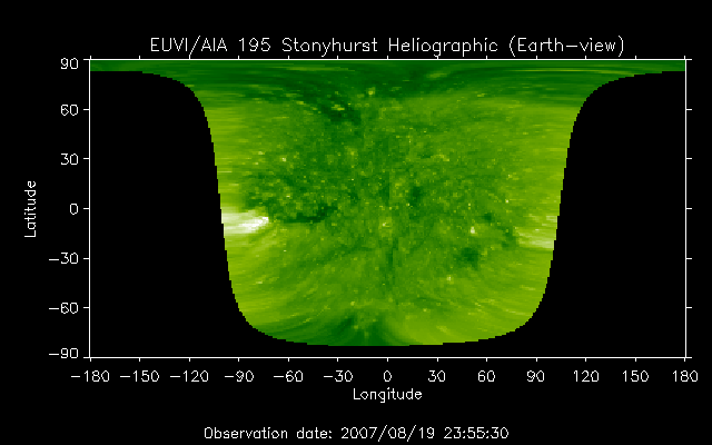 EUVI 195 heliographic map