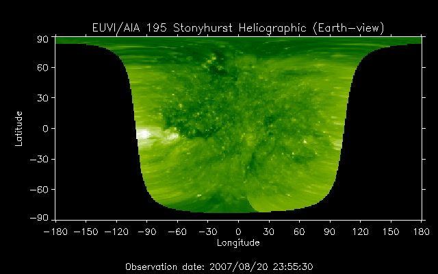 EUVI 195 heliographic map