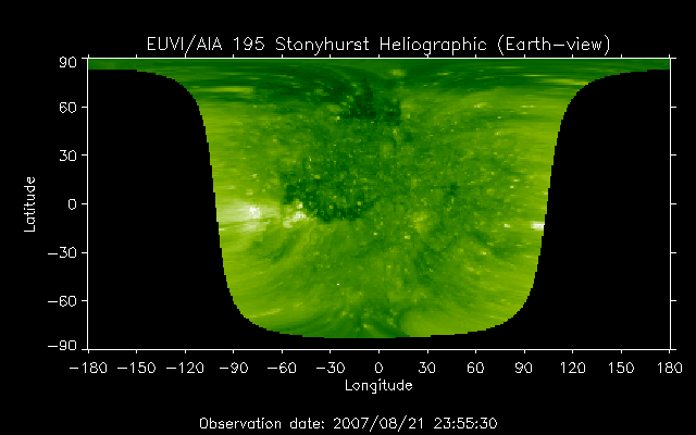 EUVI 195 heliographic map