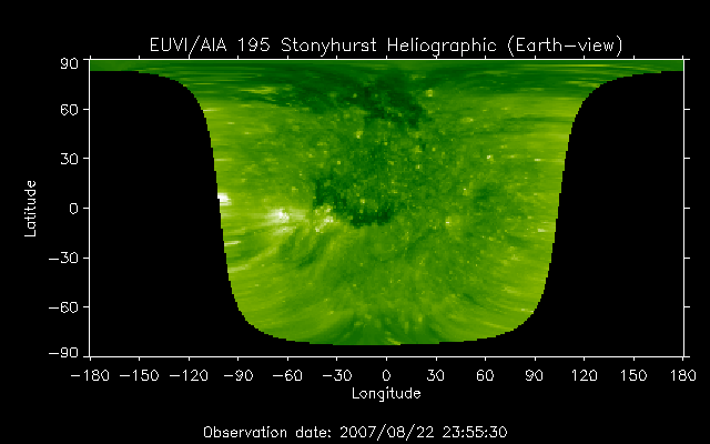 EUVI 195 heliographic map