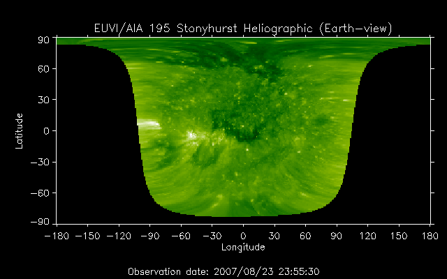 EUVI 195 heliographic map