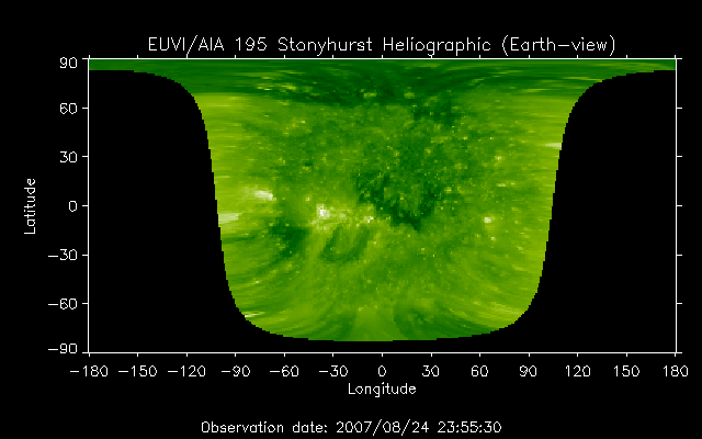 EUVI 195 heliographic map