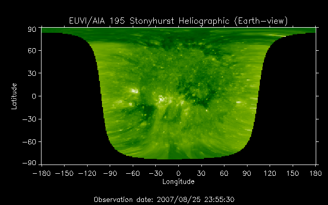 EUVI 195 heliographic map