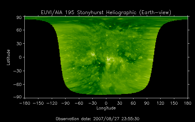 EUVI 195 heliographic map