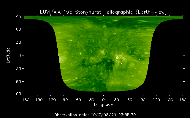EUVI 195 heliographic map