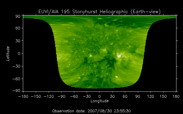 EUVI 195 heliographic map