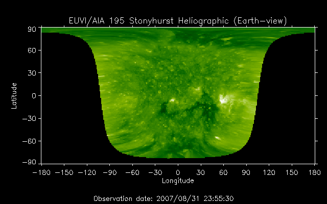 EUVI 195 heliographic map